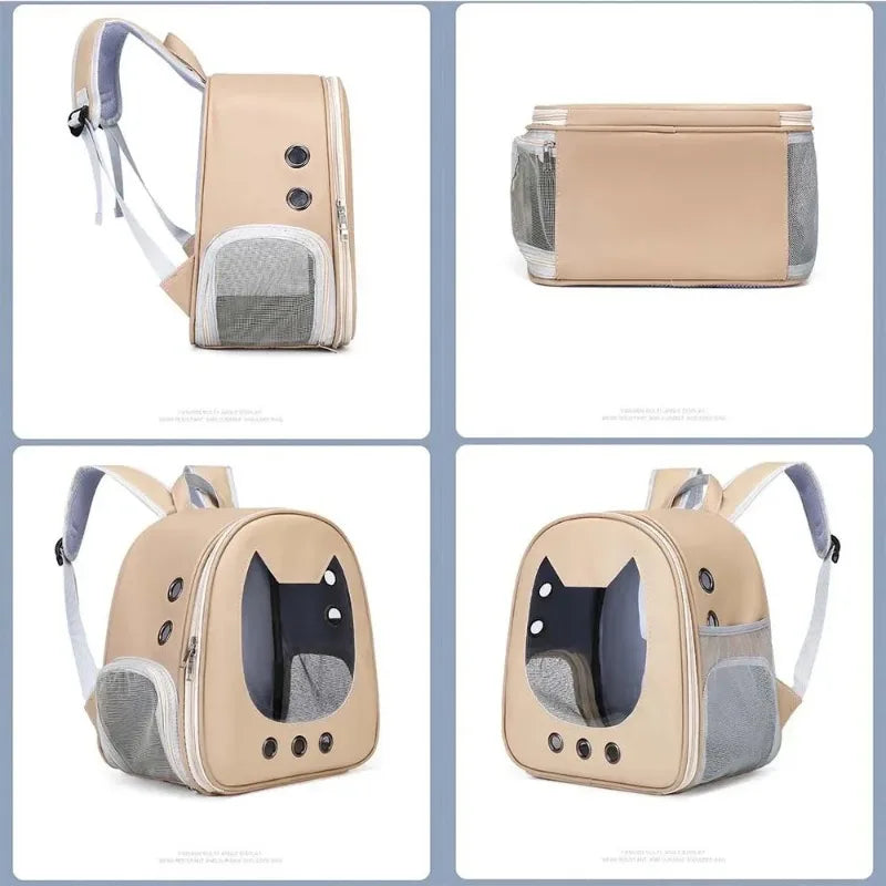 Portable Transparent Pet Backpack Foldable Outdoor Carrying Cats Bag Breathable Travel Bags for Kittens/Dogs Going Out Pets Bag